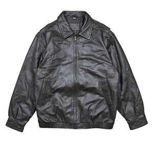 St. John’s Bay Leather Bomber Jacket Mens Large Tall Zip Motorcycle Flight